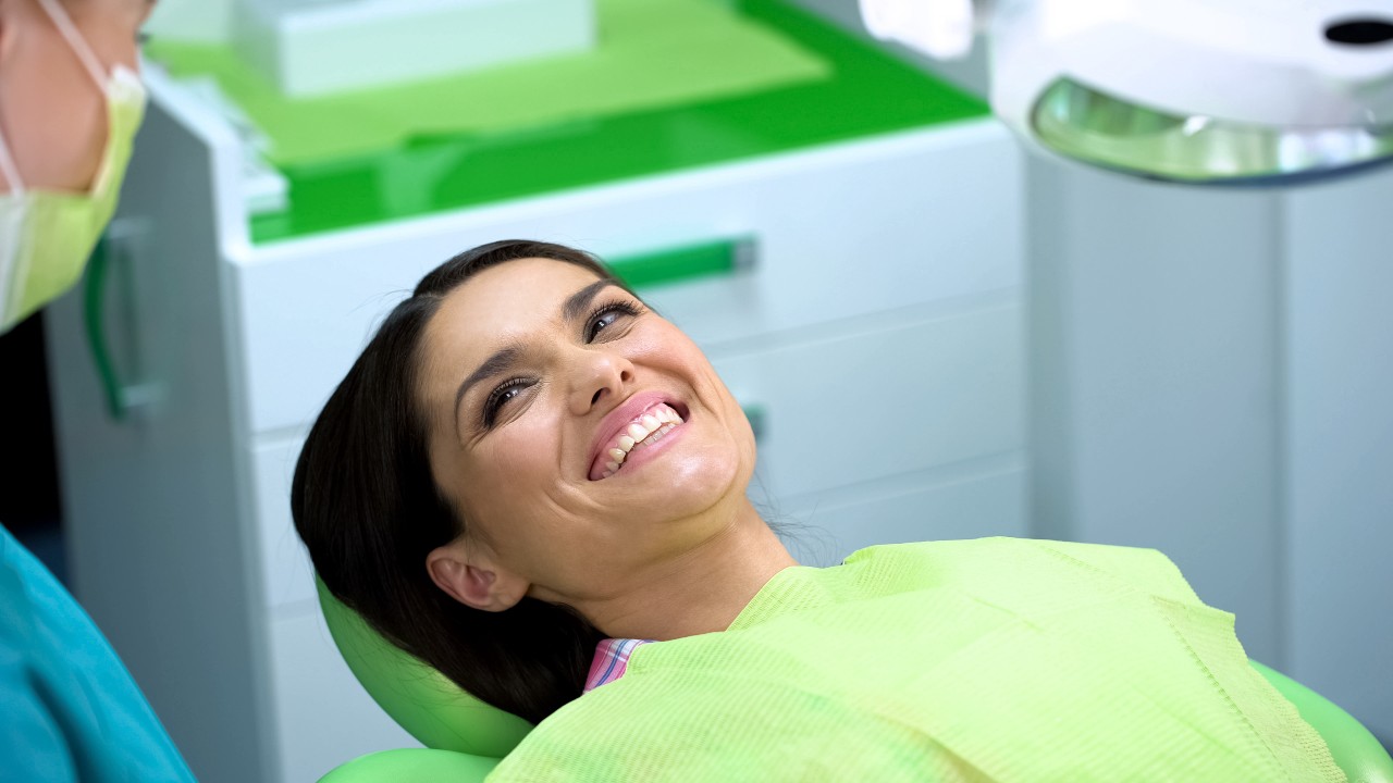 woman undergoes dental checkup